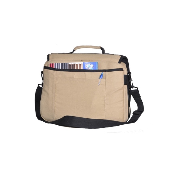 Eco-Conscious Hemp Messenger Laptop Bag - Picture 2 of 7